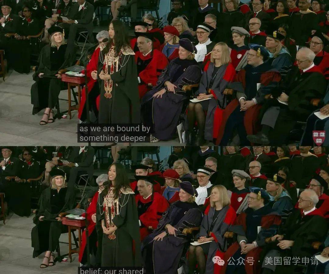 讲的中国女生蒋雨融来自青岛英高毕业本科就读于杜克k8凯发国际入口震撼全场！史上首位在哈佛毕业演(图6)